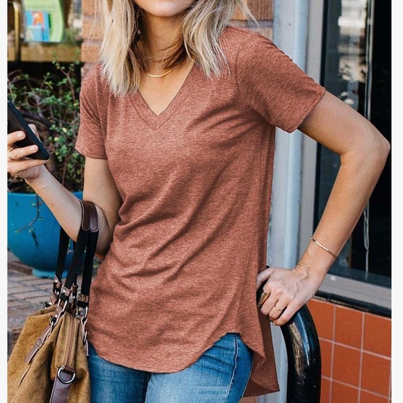 Amaryllis Tops - Heather Burnt Sienna oversized Hi-lo Tee. NWT